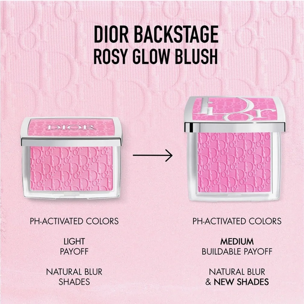 DIOR Backstage Rosy Glow Blush with pH-Activated Pink With Dust Bag , W/Box